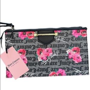 NWT Juicy Couture Clutch Purse wristlet wallet word on the street floral pattern